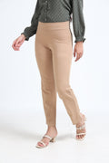 Yellowcrop khaki straight pants, front view on model